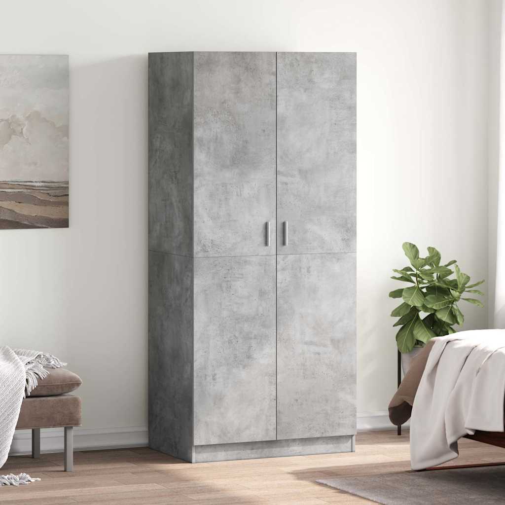 vidaXL Ντουλάπα Γκρι του Σκυροδέματος 80 x 52 x 180 εκ. Επεξ. Ξύλο