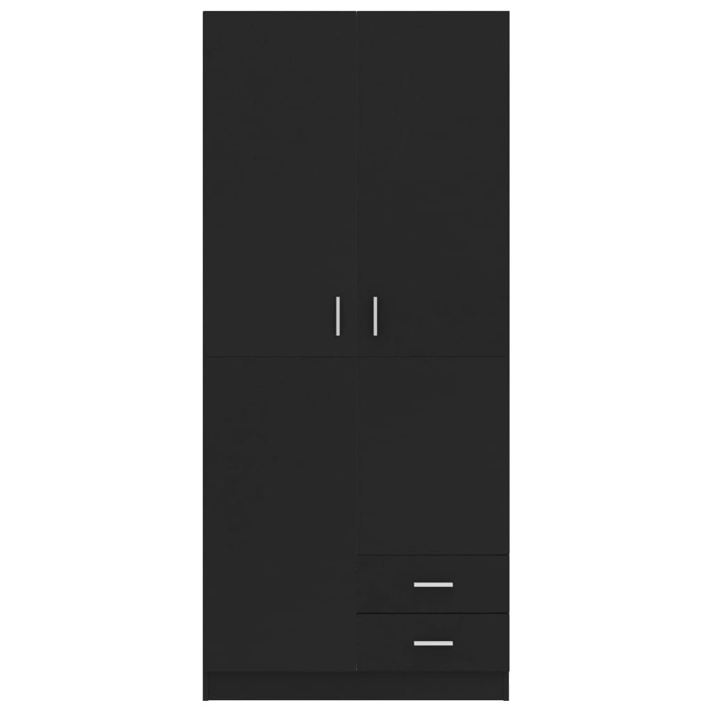 vidaXL Ντουλάπα Μαύρη 80 x 52 x 180 εκ. από Επεξ. Ξύλο