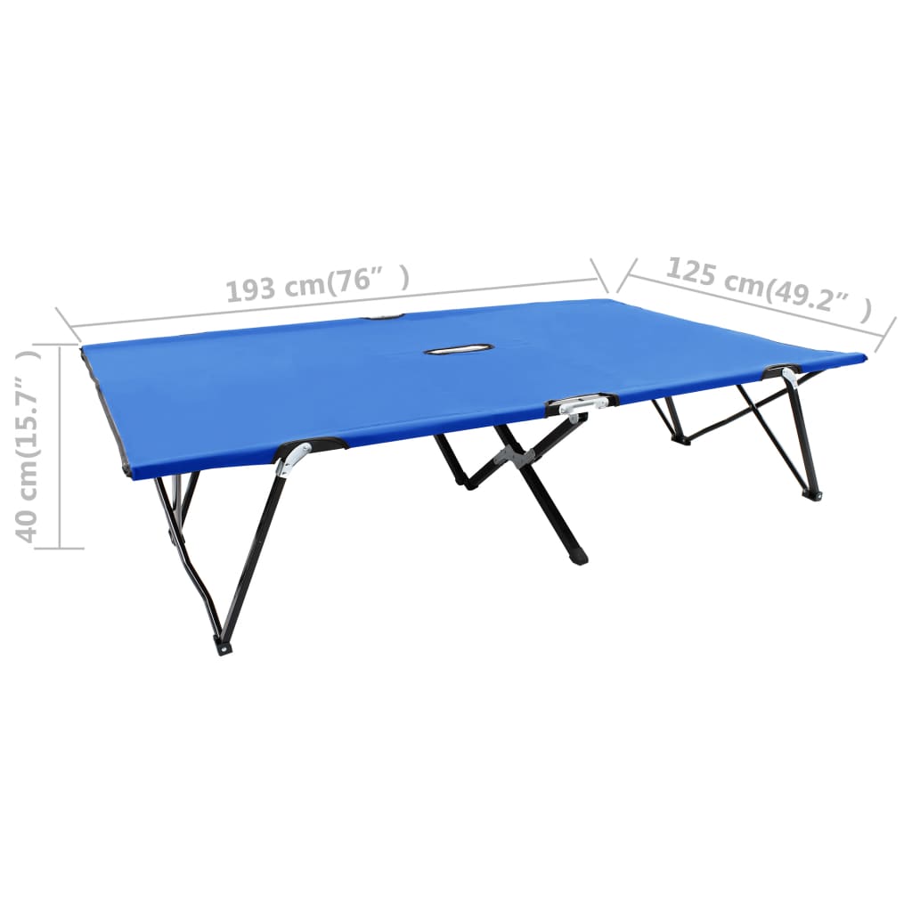 vidaXL Ξαπλώστρα Δύο Ατόμων Πτυσσόμενη Μπλε Ατσάλινη