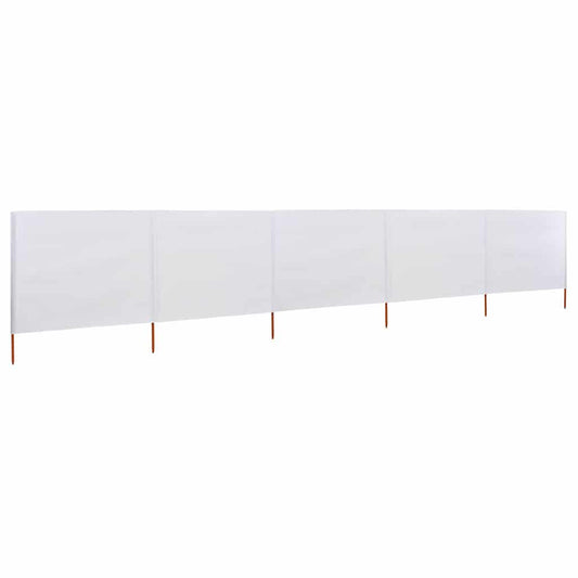 vidaXL Προστατευτικό Αέρα με 5 Πάνελ Λευκό Άμμου 600x160 εκ Υφασμάτινο