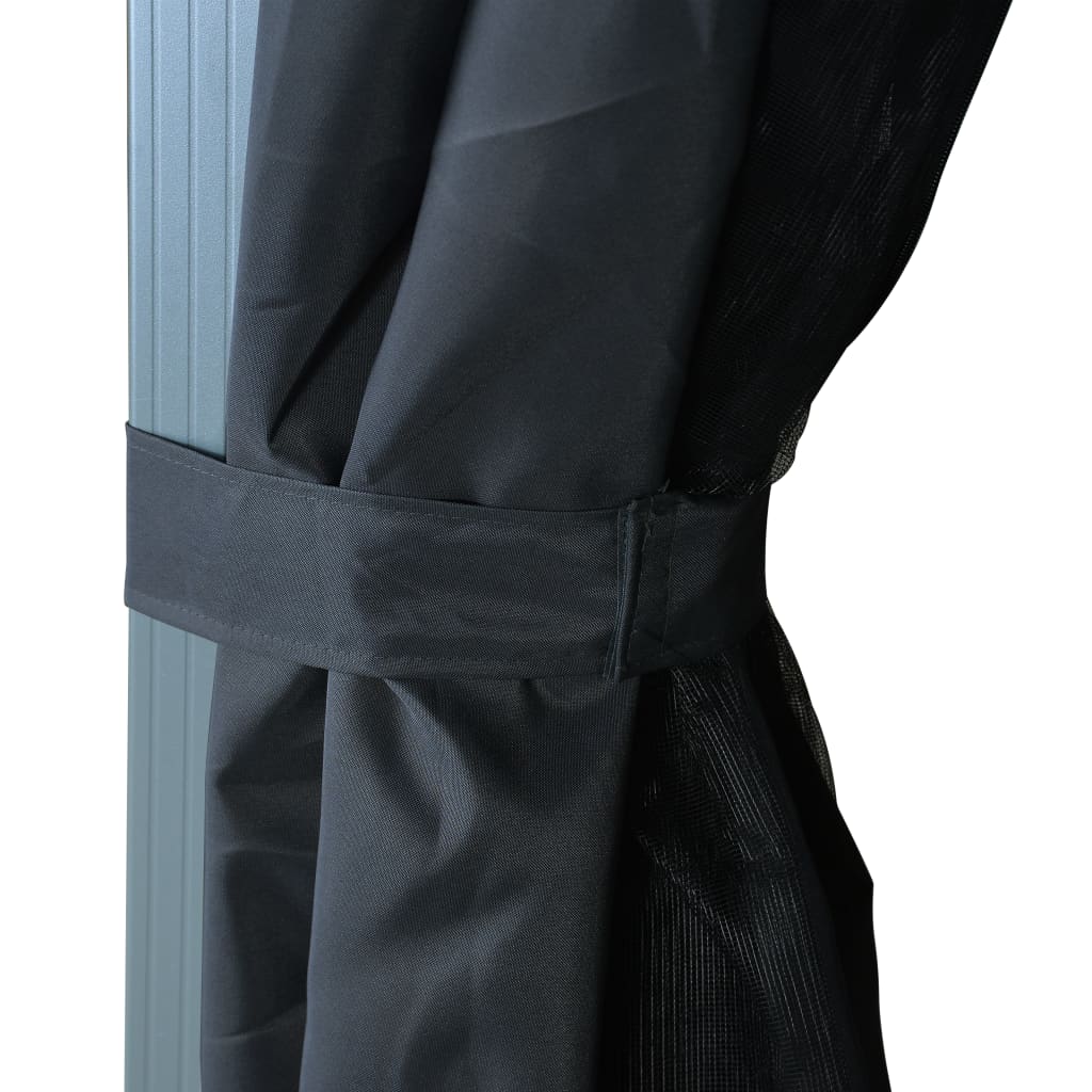 vidaXL Κιόσκι με Κουρτίνα Ανθρακί 300 x 300 εκ. Αλουμινίου