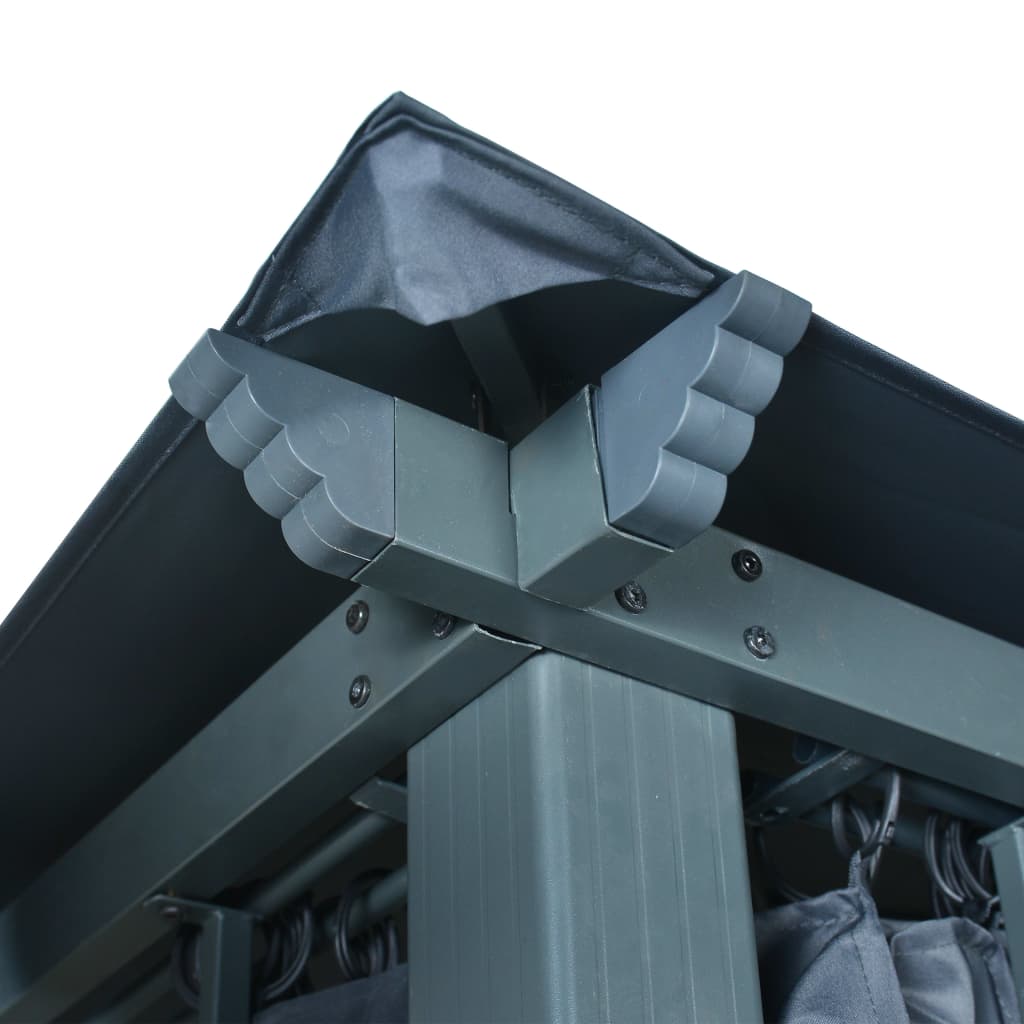 vidaXL Κιόσκι με Κουρτίνα Ανθρακί 400 x 300 εκ. Αλουμινίου