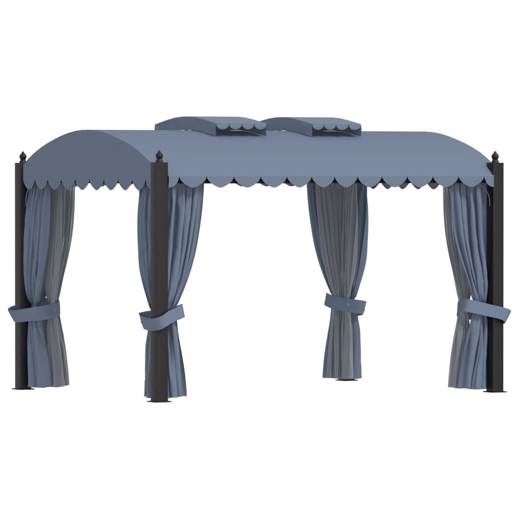 vidaXL Κιόσκι με Κουρτίνες Ανθρακί 3 x 4 μ. Ατσάλινο