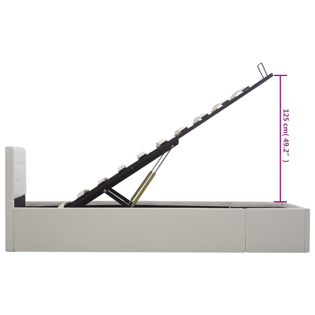 vidaXL Πλαίσιο Κρεβατιού με Αποθηκ. Χώρο Λευκό 90x200 εκ. Συνθ. Δέρμα