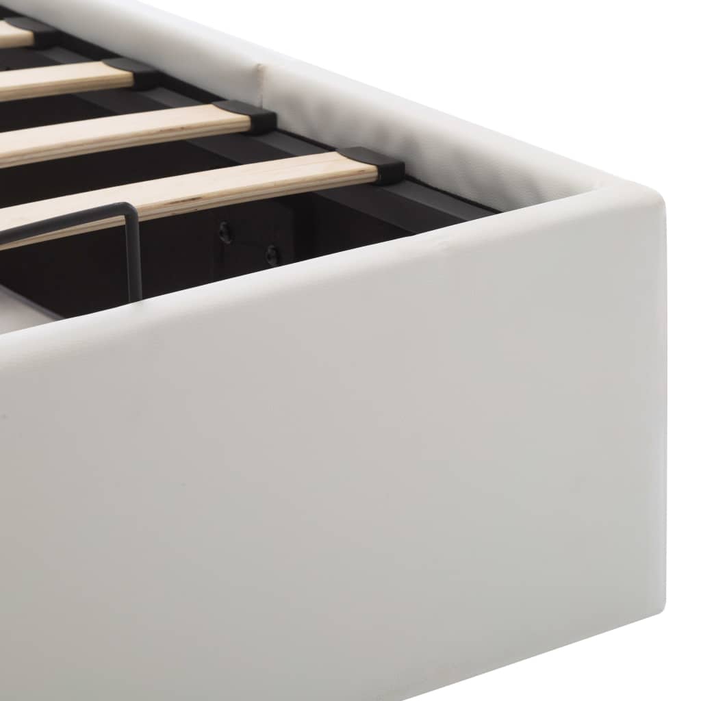 vidaXL Πλαίσιο Κρεβατιού με Αποθηκ. Χώρο Λευκό 90x200 εκ. Συνθ. Δέρμα