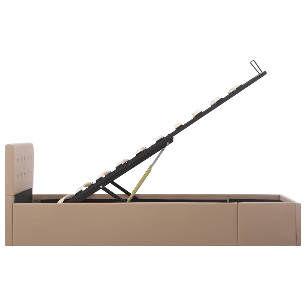 vidaXL Πλαίσιο Κρεβατιού με Αποθ. Χώρο Καπουτσίνο 100x200 εκ Δερματίνη