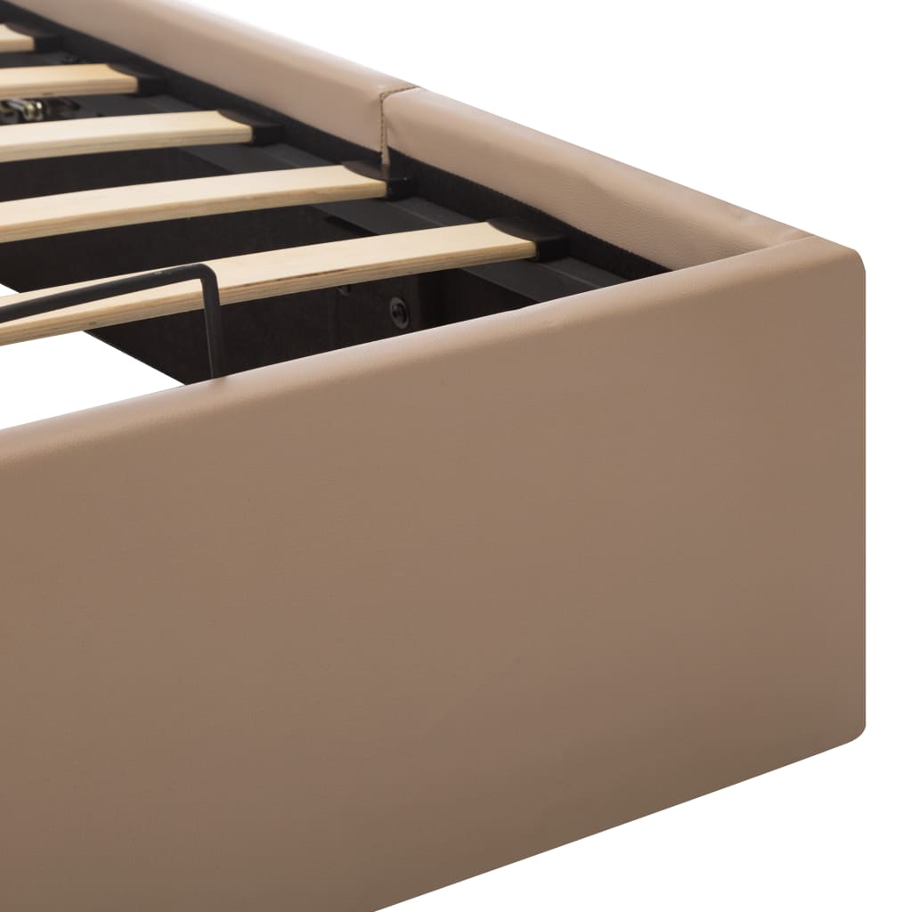 vidaXL Πλαίσιο Κρεβατιού με Αποθ. Χώρο Καπουτσίνο 100x200 εκ Δερματίνη