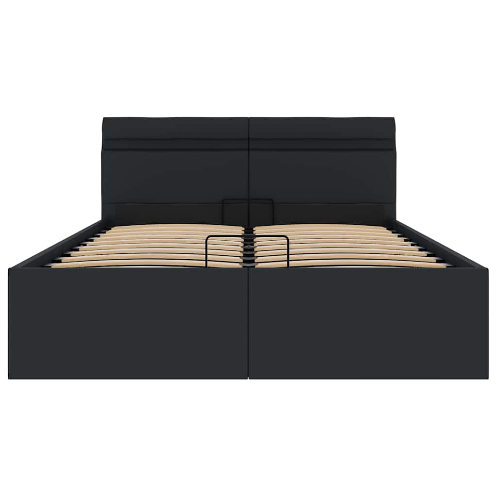 vidaXL Πλαίσιο Κρεβατιού Αποθ. Χώρο/LED Μαύρο 120x200 εκ. Δερματίνη