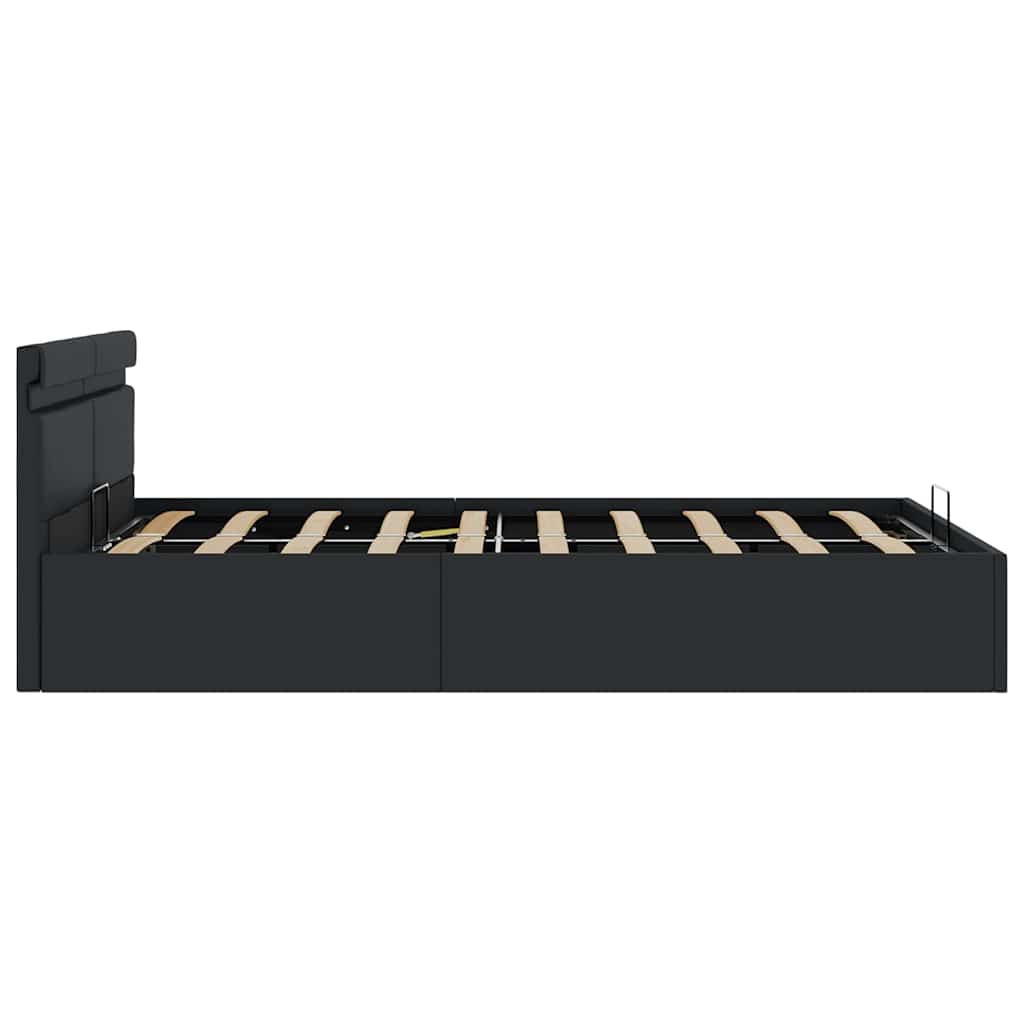 vidaXL Πλαίσιο Κρεβατιού Αποθ. Χώρο/LED Μαύρο 120x200 εκ. Δερματίνη