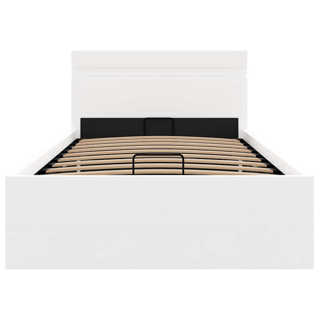 vidaXL Πλαίσιο Κρεβατιού Αποθ. Χώρο/LED Μαύρο 100x200 εκ. Δερματίνη
