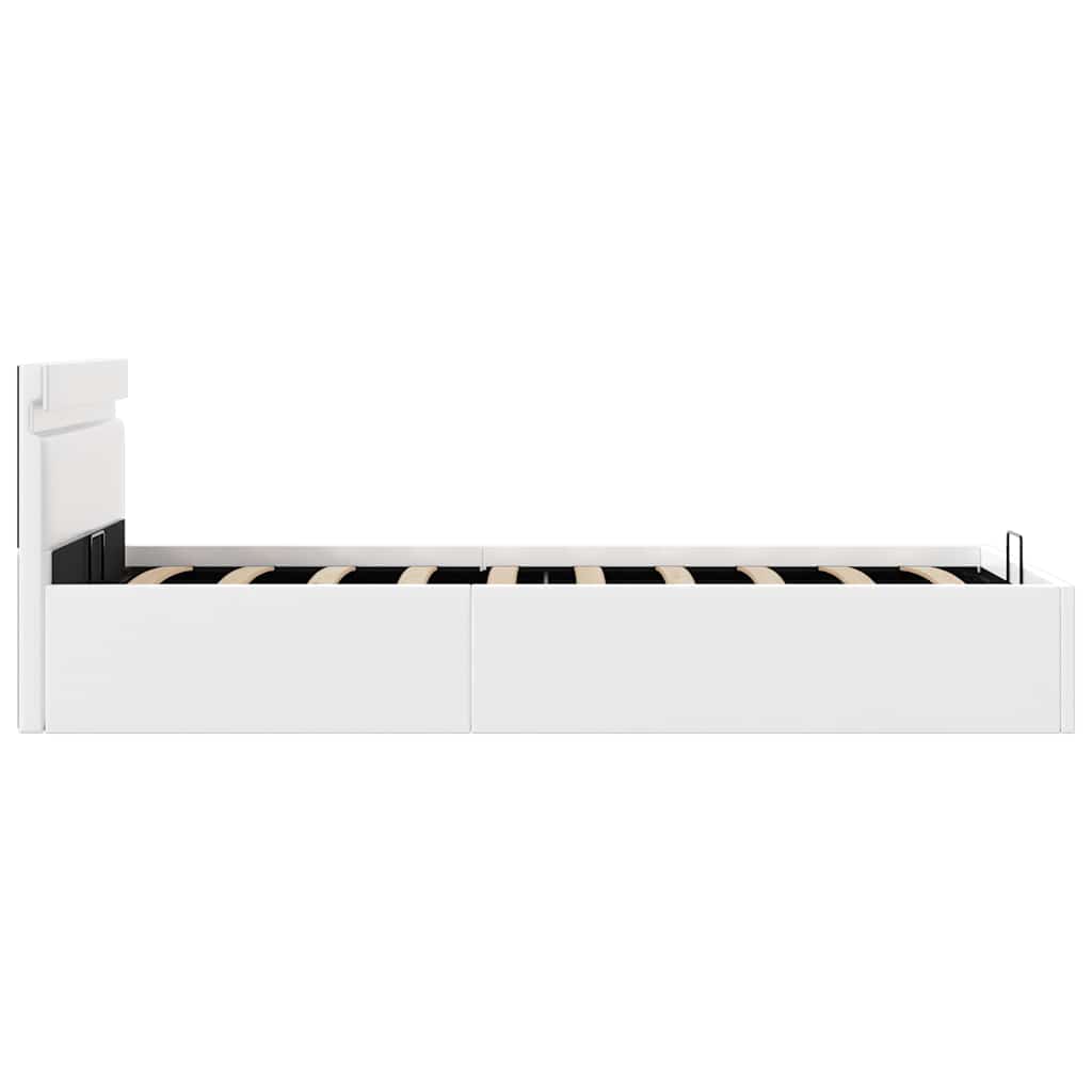 vidaXL Πλαίσιο Κρεβατιού Αποθ. Χώρο/LED Μαύρο 100x200 εκ. Δερματίνη