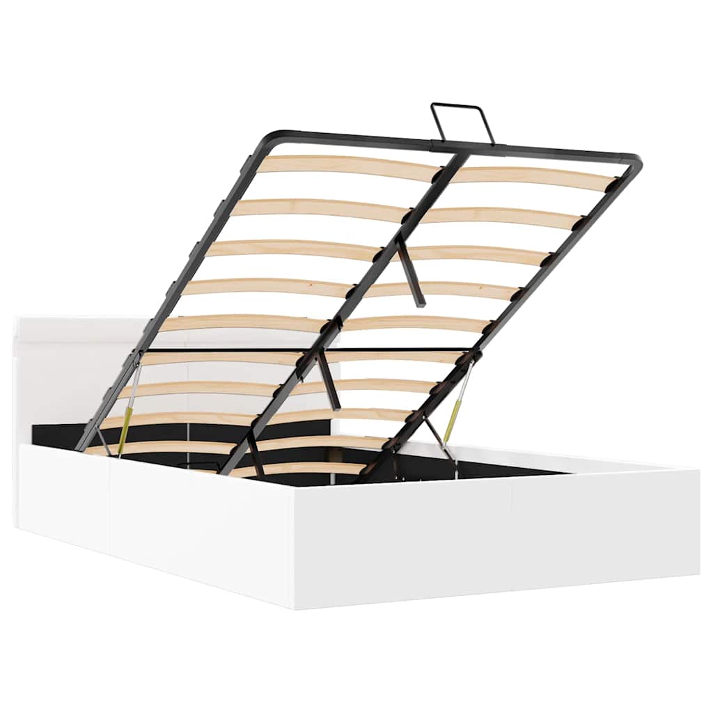 vidaXL Πλαίσιο Κρεβατιού Αποθ. Χώρο/LED Μαύρο 140x200 εκ. Δερματίνη