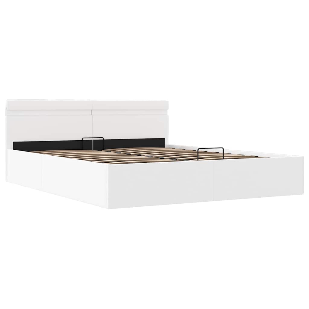 vidaXL Πλαίσιο Κρεβατιού Αποθ. Χώρο/LED Μαύρο 160x200 εκ. Δερματίνη