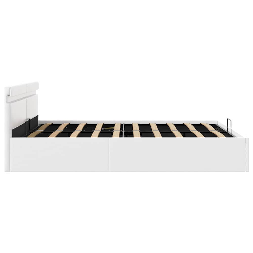 vidaXL Πλαίσιο Κρεβατιού Αποθ. Χώρο/LED Μαύρο 160x200 εκ. Δερματίνη