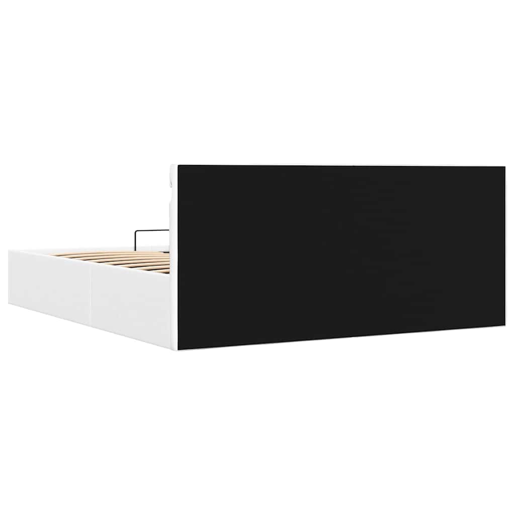 vidaXL Πλαίσιο Κρεβατιού Αποθ. Χώρο/LED Μαύρο 160x200 εκ. Δερματίνη