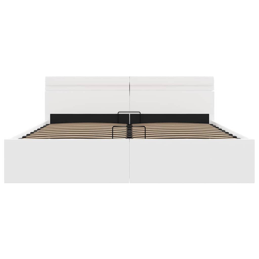 vidaXL Πλαίσιο Κρεβατιού Αποθ. Χώρο/LED Μαύρο 180x200 εκ. Δερματίνη