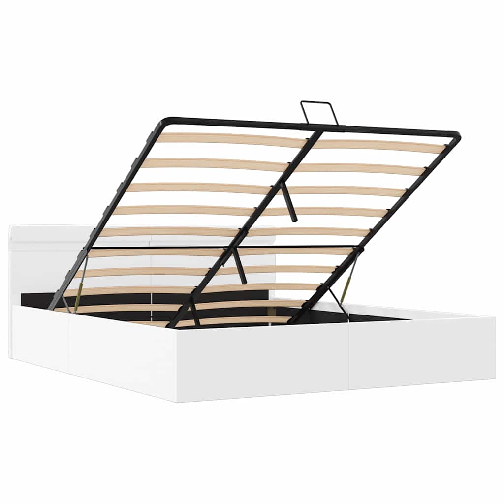 vidaXL Πλαίσιο Κρεβατιού Αποθ. Χώρο/LED Μαύρο 180x200 εκ. Δερματίνη