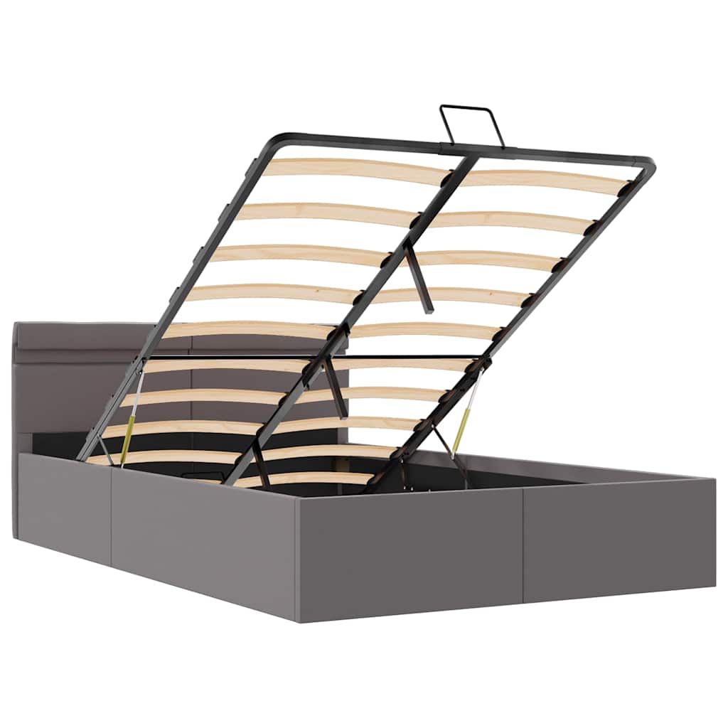 vidaXL Πλαίσιο Κρεβατιού Αποθ. Χώρο/LED Γκρι 120x200 εκ. Δερματίνη