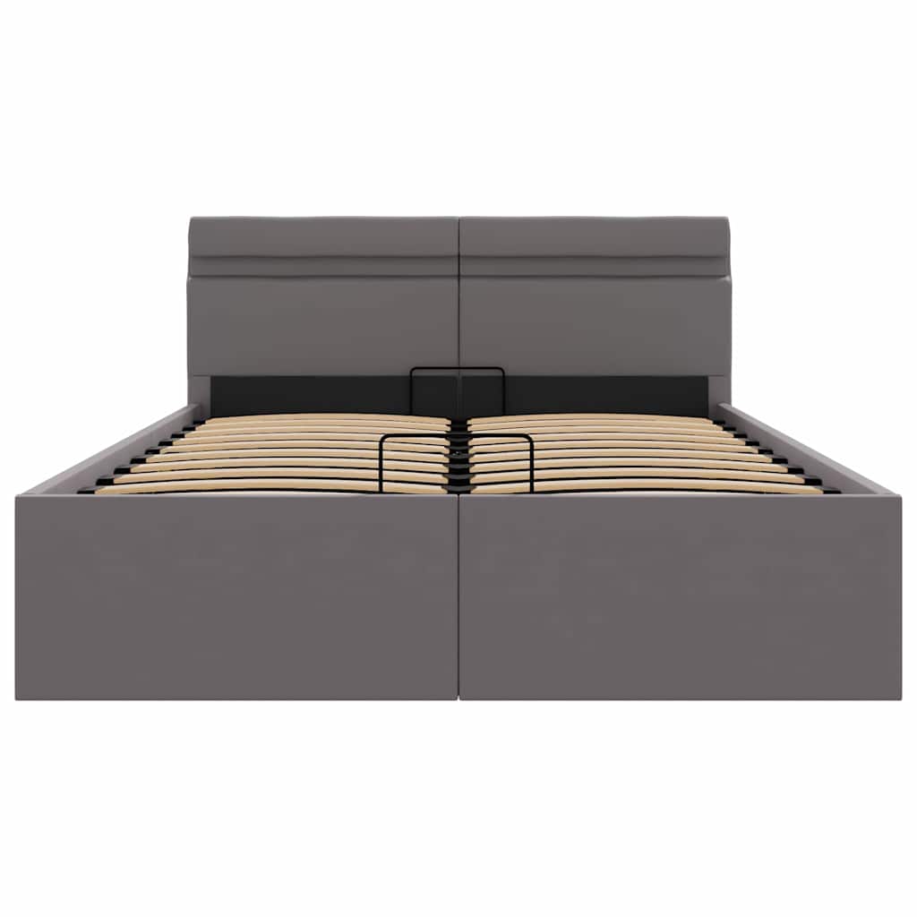 vidaXL Πλαίσιο Κρεβατιού Αποθ. Χώρο/LED Γκρι 140x200 εκ. Δερματίνη