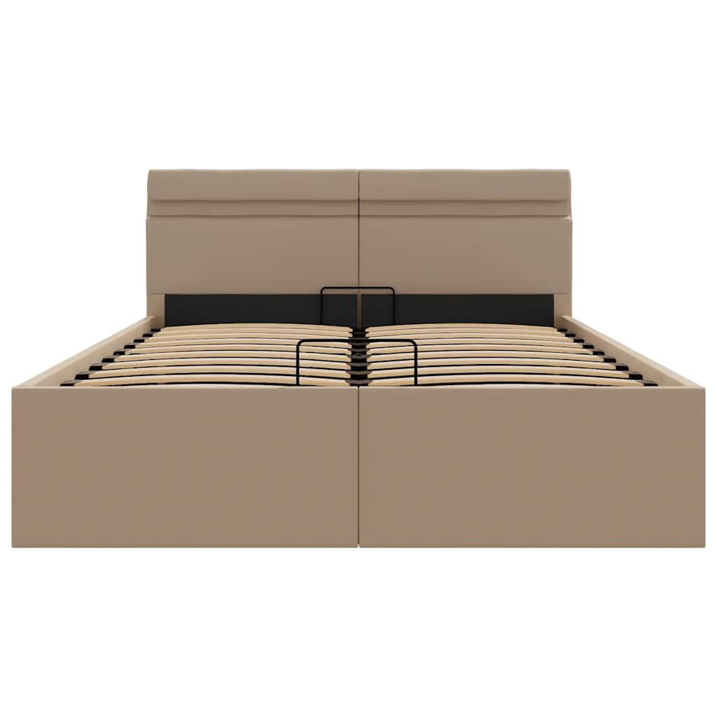 vidaXL Πλαίσιο Κρεβατιού Αποθ. Χώρο/LED Καπουτσίνο 140x200εκ Δερματίνη