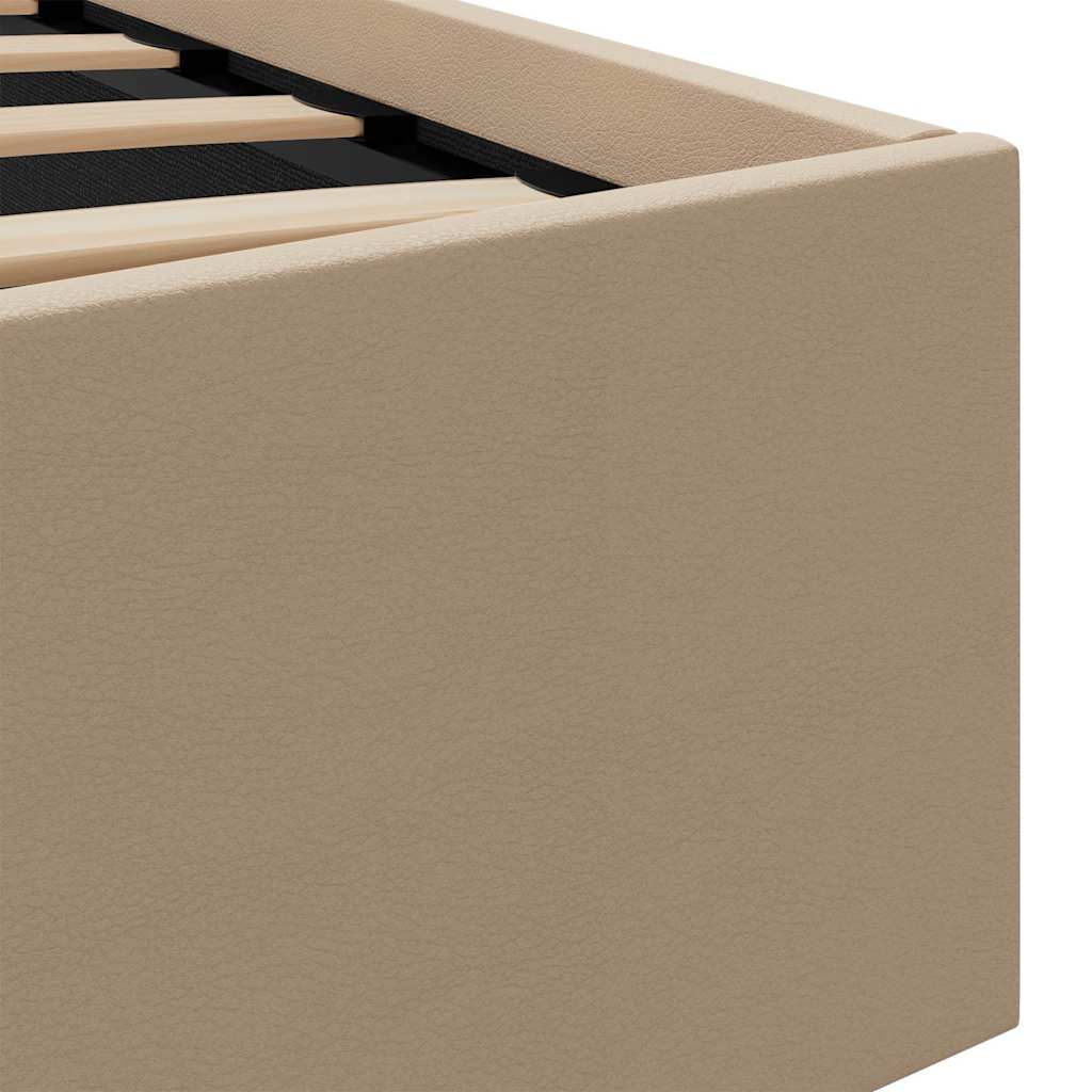 vidaXL Πλαίσιο Κρεβατιού Αποθ. Χώρο/LED Καπουτσίνο 140x200εκ Δερματίνη