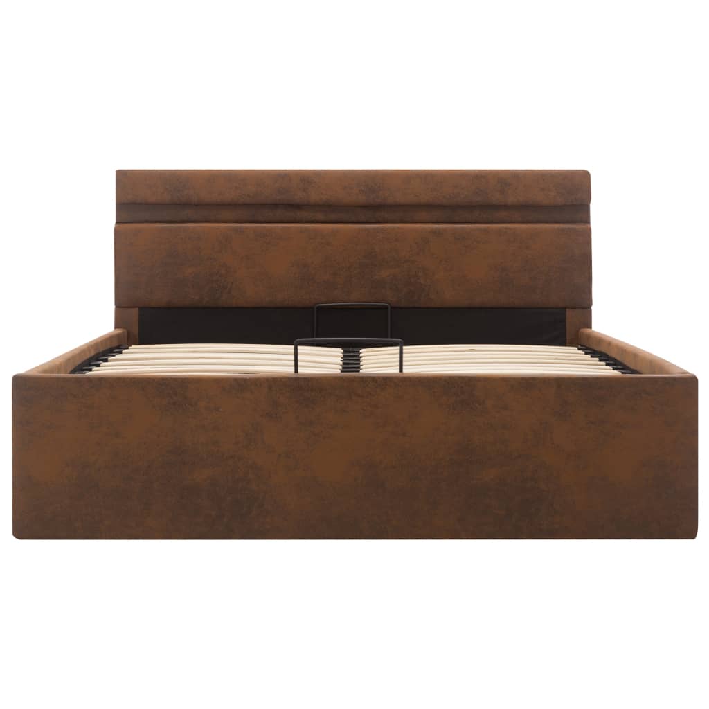 vidaXL Πλαίσιο Κρεβατιού με Αποθ. Χώρο/LED Καφέ 120x200 εκ. Ύφασμα