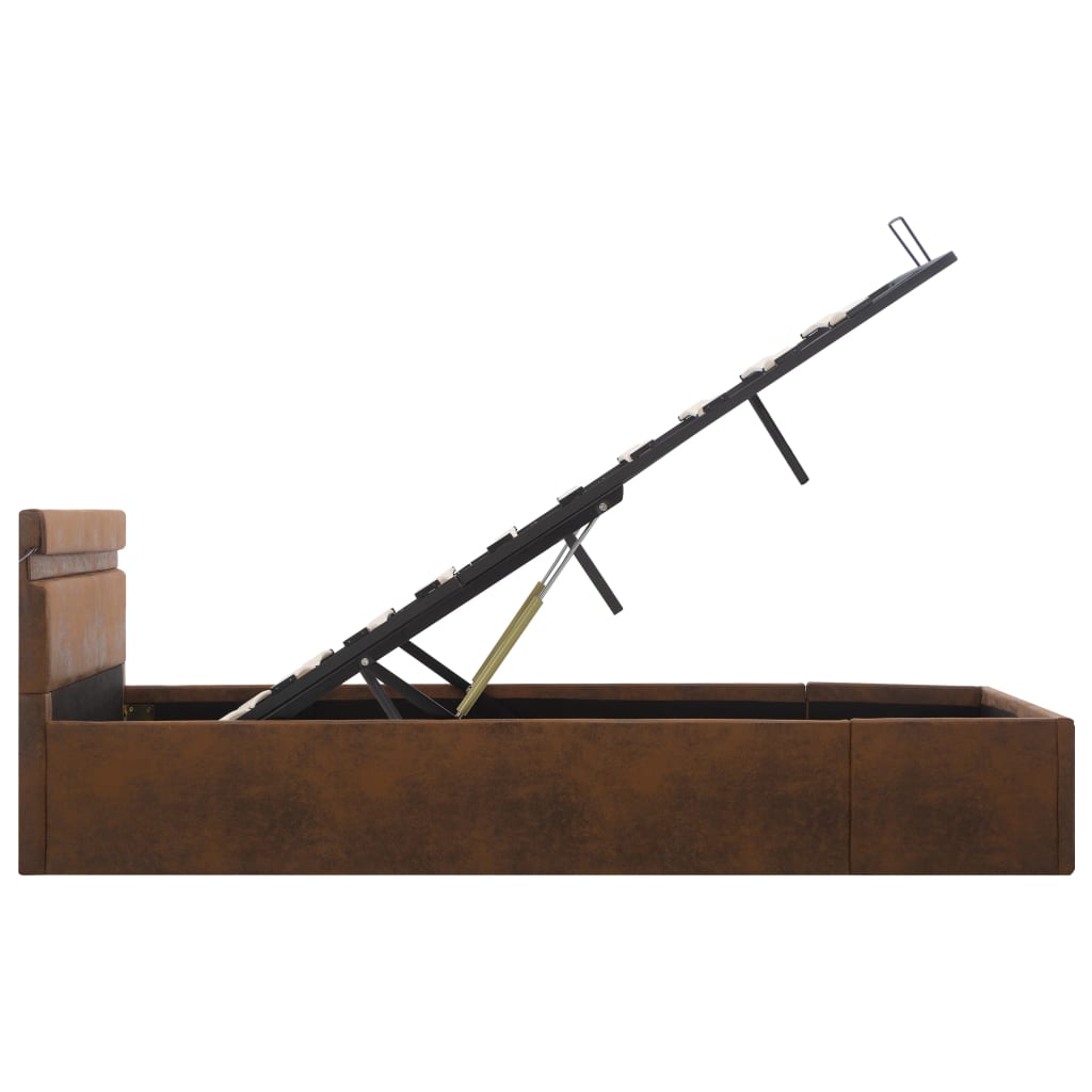 vidaXL Πλαίσιο Κρεβατιού με Αποθ. Χώρο/LED Καφέ 120x200 εκ. Ύφασμα