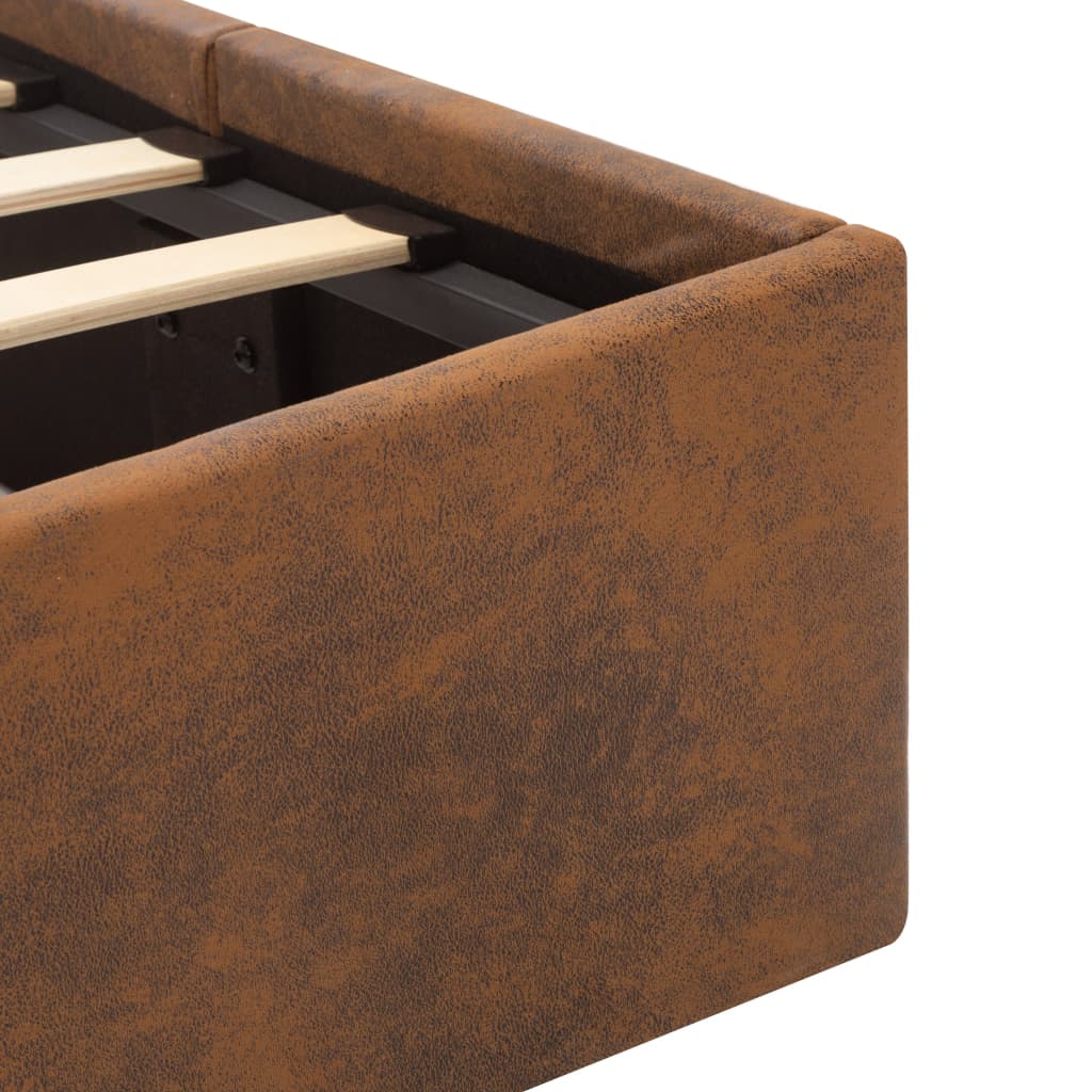 vidaXL Πλαίσιο Κρεβατιού με Αποθ. Χώρο/LED Καφέ 120x200 εκ. Ύφασμα