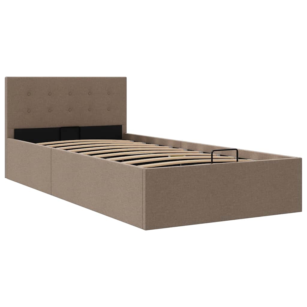 vidaXL Πλαίσιο Κρεβατιού με Αποθηκ. Χώρο Taupe 90x200 εκ. Υφασμάτινο