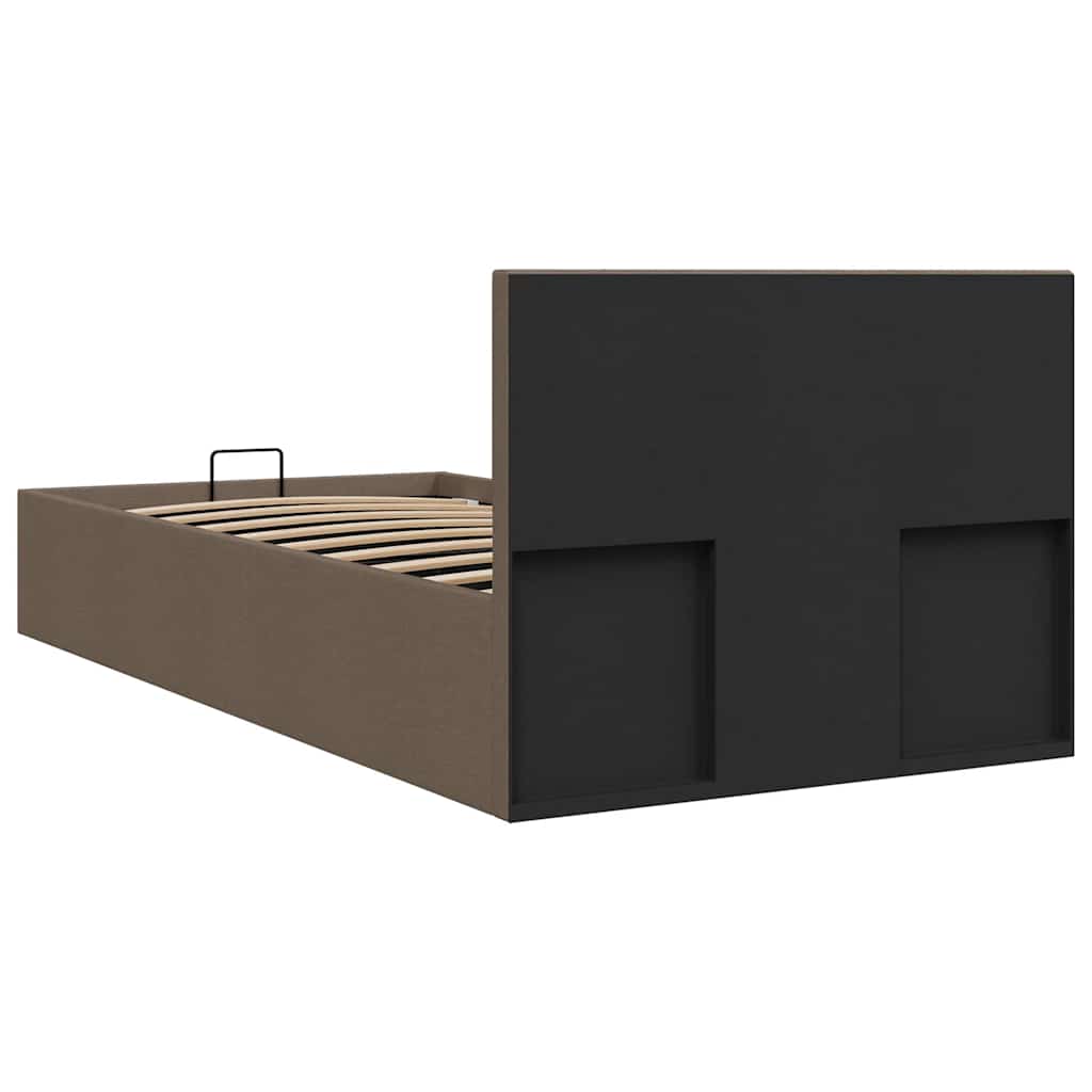 vidaXL Πλαίσιο Κρεβατιού με Αποθηκ. Χώρο Taupe 90x200 εκ. Υφασμάτινο
