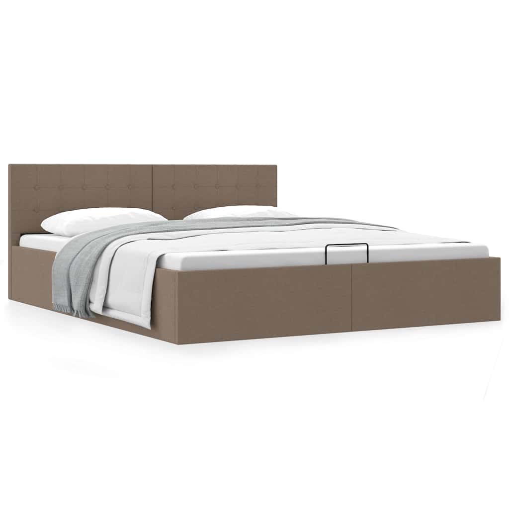 vidaXL Πλαίσιο Κρεβατιού με Αποθηκ. Χώρο Taupe 160x200 εκ. Υφασμάτινο