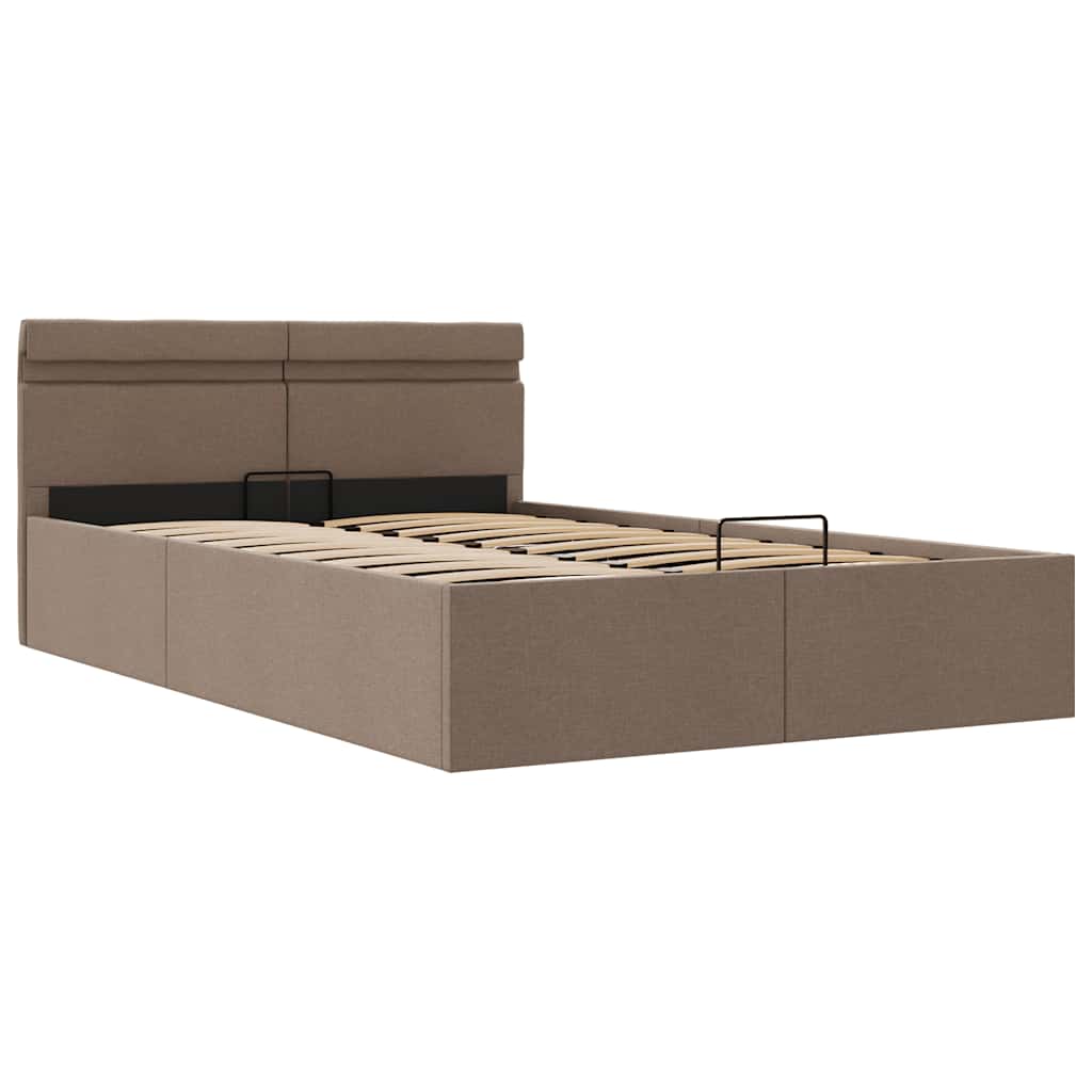 vidaXL Πλαίσιο Κρεβατιού με Αποθ. Χώρο/LED Taupe 140x200 εκ. Ύφασμα