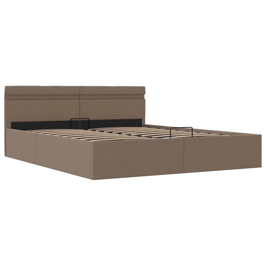 vidaXL Πλαίσιο Κρεβατιού με Αποθ. Χώρο/LED Taupe 160x200 εκ. Ύφασμα