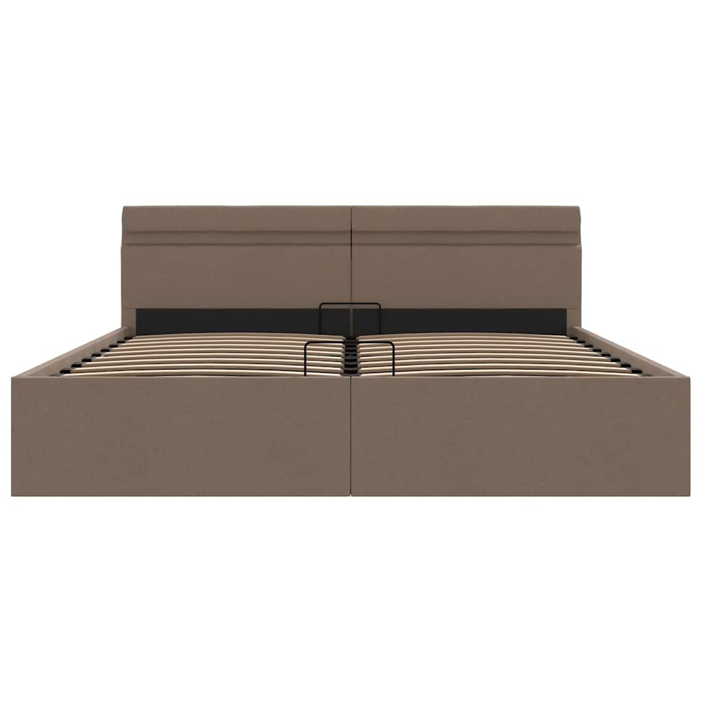 vidaXL Πλαίσιο Κρεβατιού με Αποθ. Χώρο/LED Taupe 160x200 εκ. Ύφασμα