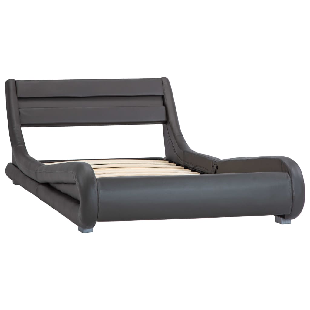 vidaXL Πλαίσιο Κρεβατιού με LED Γκρι 100x200 εκ. Συνθετικό Δέρμα