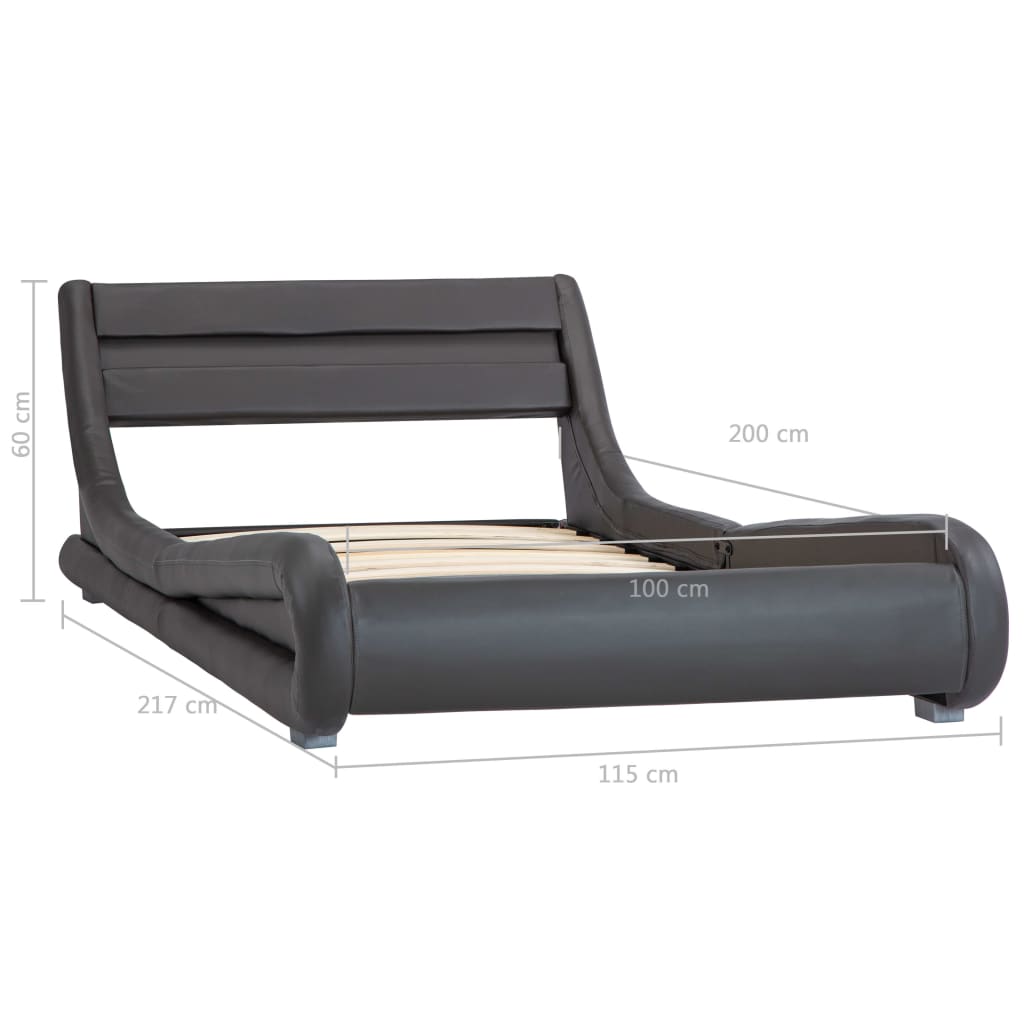 vidaXL Πλαίσιο Κρεβατιού με LED Γκρι 100x200 εκ. Συνθετικό Δέρμα