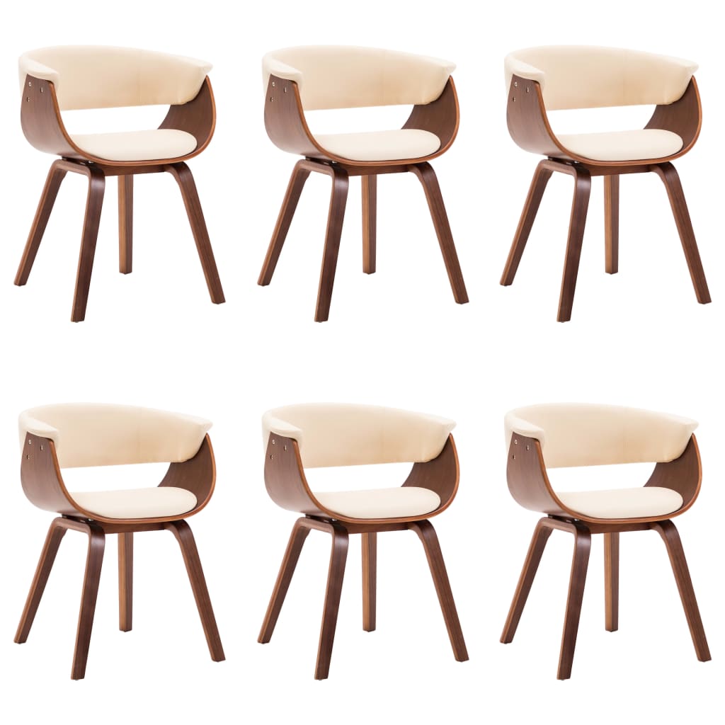 vidaXL Καρέκλες Τραπεζαρίας 6 τεμ. Κρεμ Λυγισμένο Ξύλο/Συνθετικό Δέρμα