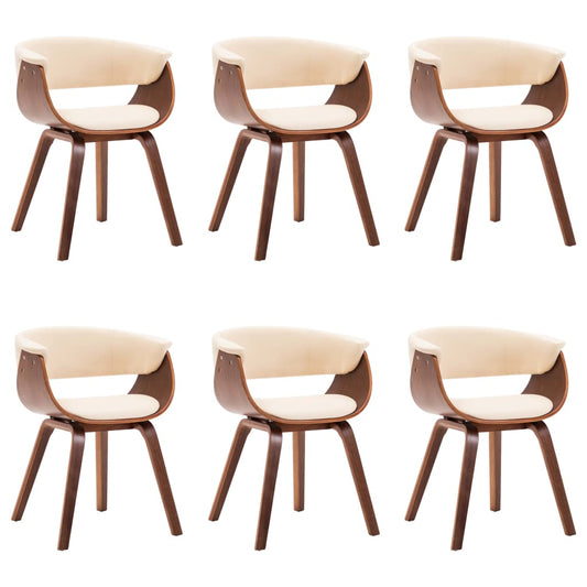 vidaXL Καρέκλες Τραπεζαρίας 6 τεμ. Κρεμ Λυγισμένο Ξύλο/Συνθετικό Δέρμα