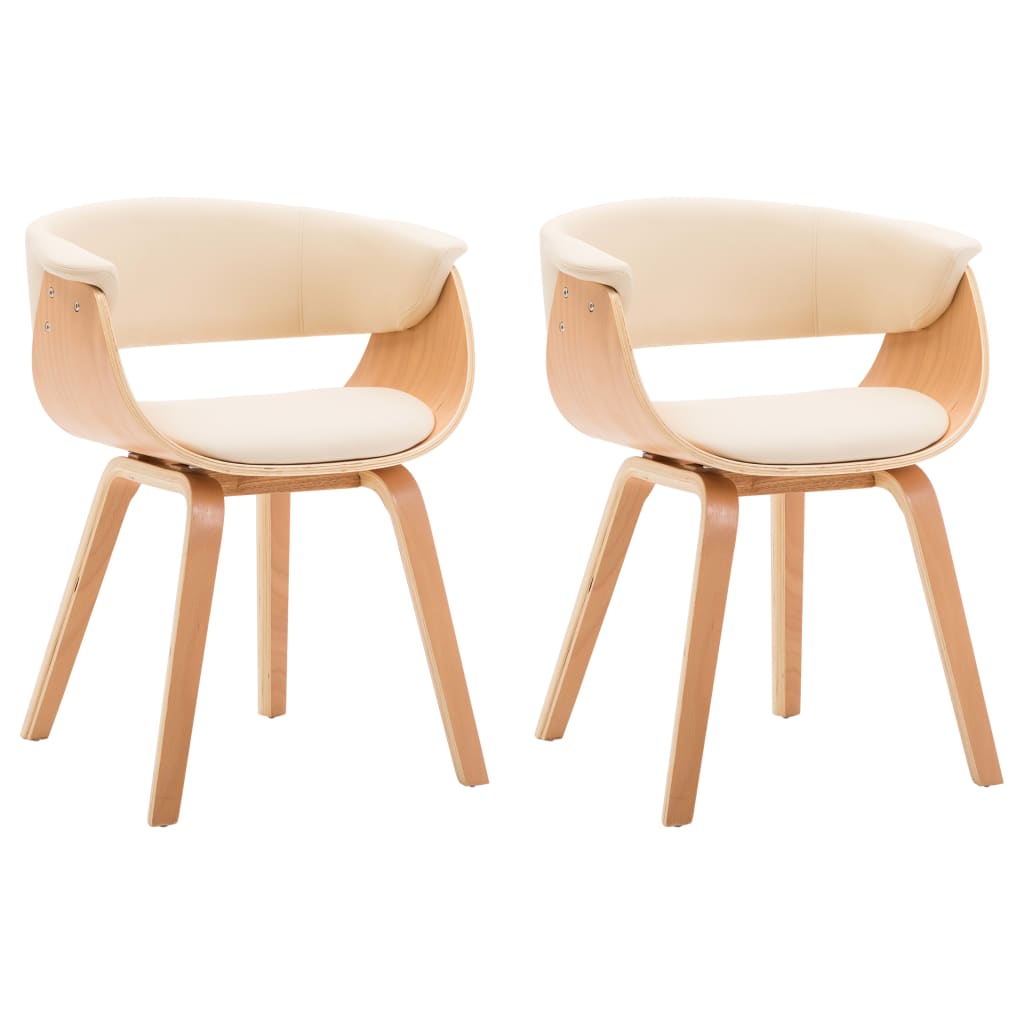 vidaXL Καρέκλες Τραπεζαρίας 2 τεμ. Κρεμ Λυγισμένο Ξύλο/Συνθετικό Δέρμα