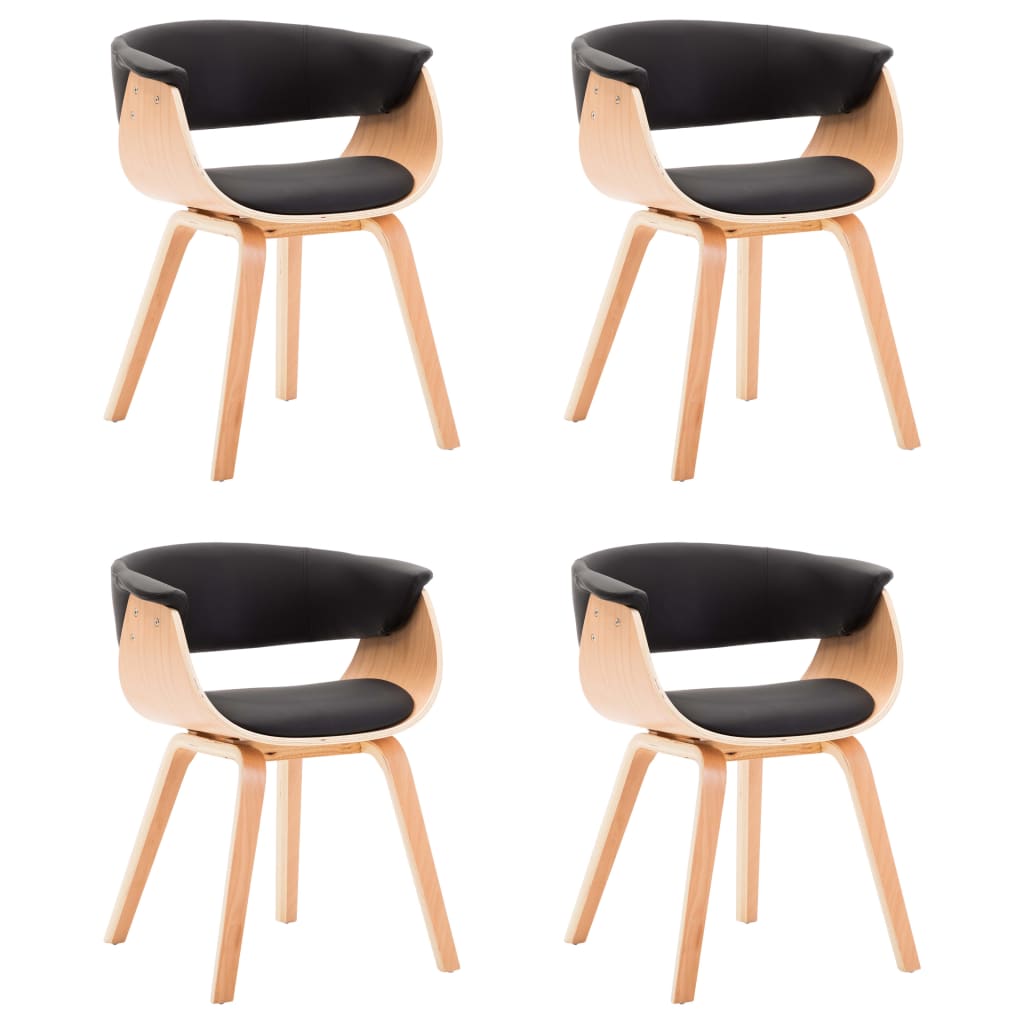 vidaXL Καρέκλες Τραπεζαρίας 4 τεμ. Μαύρες Λυγισμ. Ξύλο/Συνθετικό Δέρμα