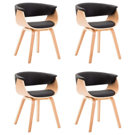 vidaXL Καρέκλες Τραπεζαρίας 4 τεμ. Μαύρες Λυγισμ. Ξύλο/Συνθετικό Δέρμα