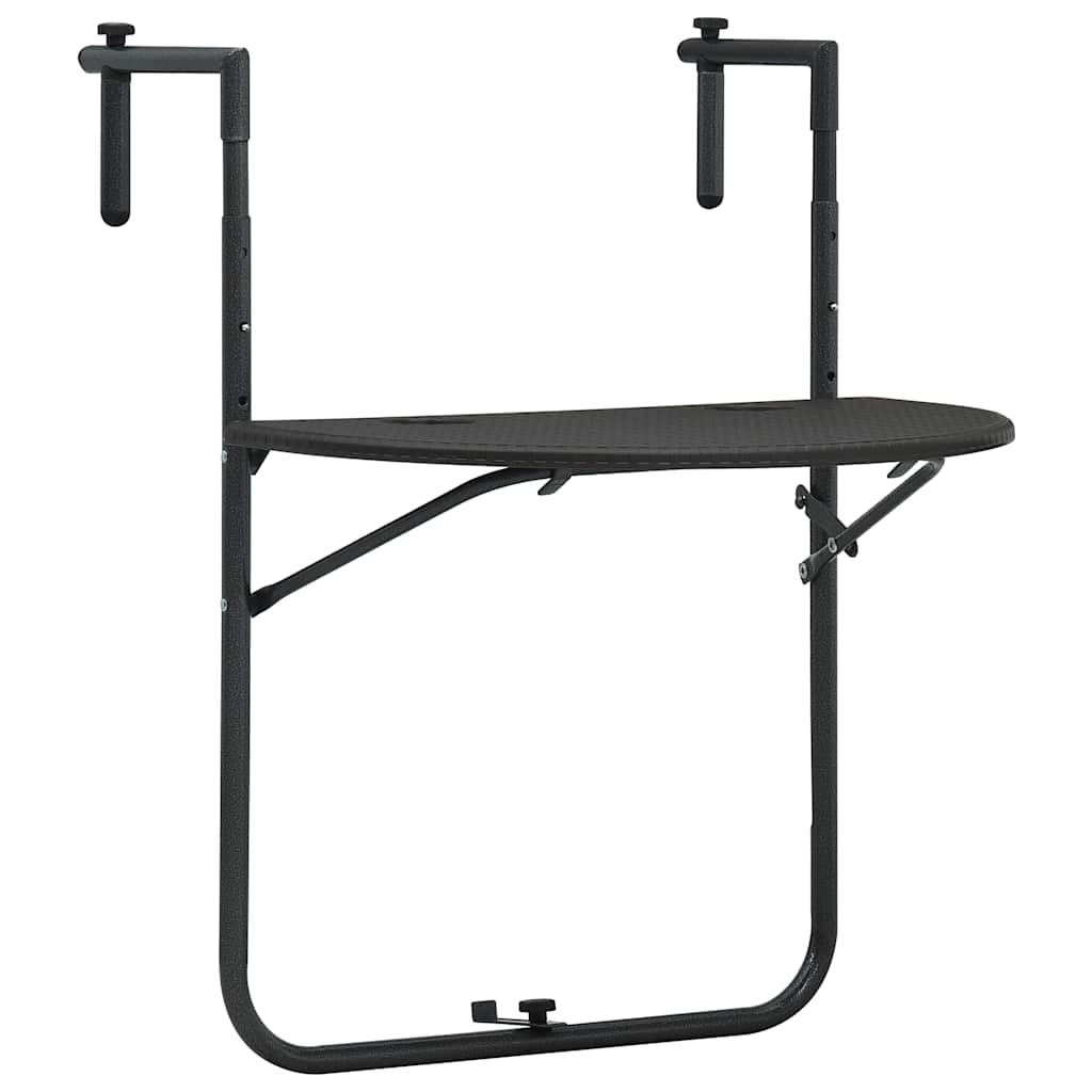 vidaXL Τραπέζι Μπαλκονιού Κρεμαστό Καφέ 60x64x83,5 εκ. Πλαστικό Ρατάν