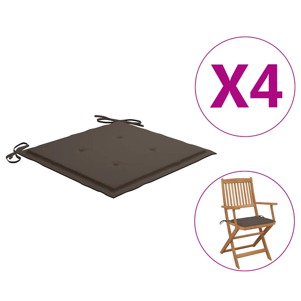 vidaXL Μαξιλάρια Καρέκλας Κήπου 4 τεμ. Taupe 40x40x4 εκ. Υφασμάτινα