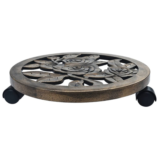 vidaXL Βάσεις για Γλάστρες με Ρόδες 6 τεμ. Μπρονζέ 38 εκ. Πλαστικές