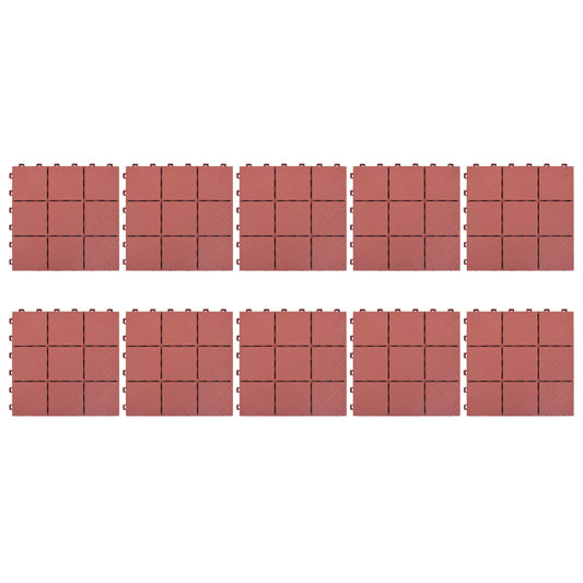 vidaXL Πλακάκια Deck 10 τεμ. Κόκκινα 30,5 x 30,5 εκ. Πλαστικά