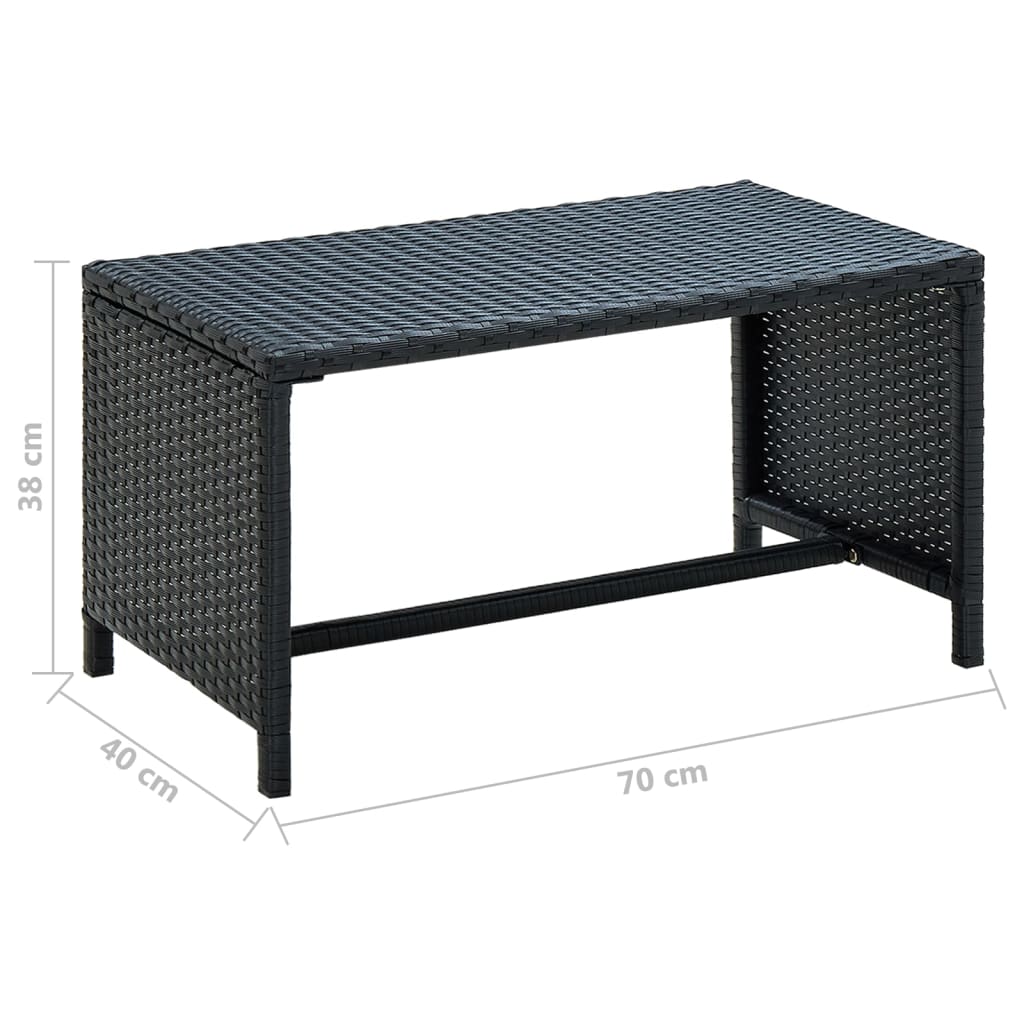 vidaXL Τραπεζάκι Σαλονιού Μαύρο 70 x 40 x 38 εκ. από Συνθετικό Ρατάν