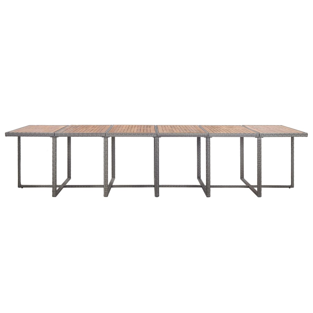 vidaXL Σετ Τραπεζαρίας Εξ. Χώρου 17 τεμ. Γκρι Συνθ. Ρατάν με Μαξιλάρια