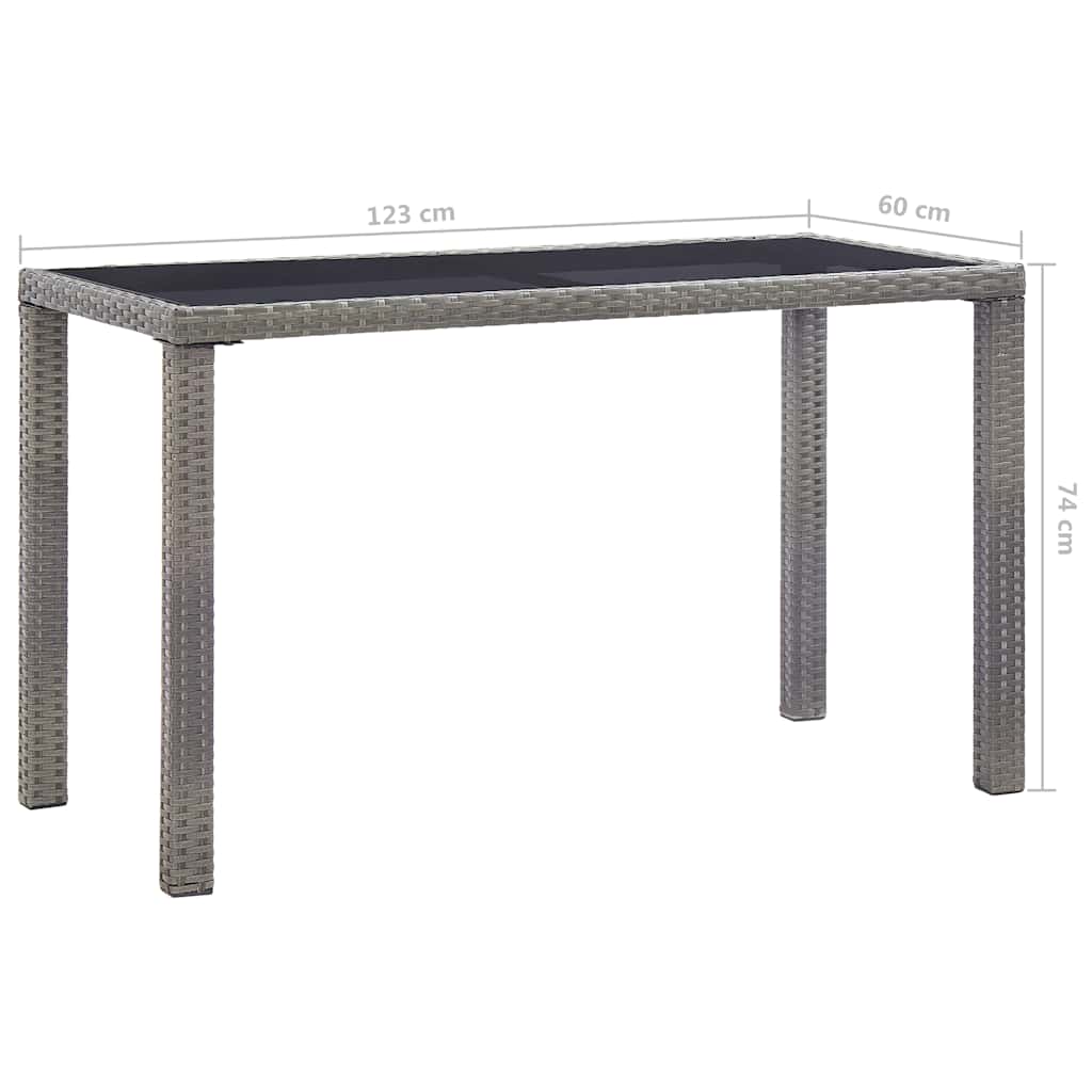 vidaXL Τραπέζι Κήπου Ανθρακί 123 x 60 x 74 εκ. από Συνθετικό Ρατάν
