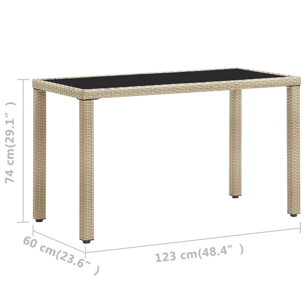 vidaXL Τραπέζι Κήπου Μπεζ 123 x 60 x 74 εκ. από Συνθετικό Ρατάν