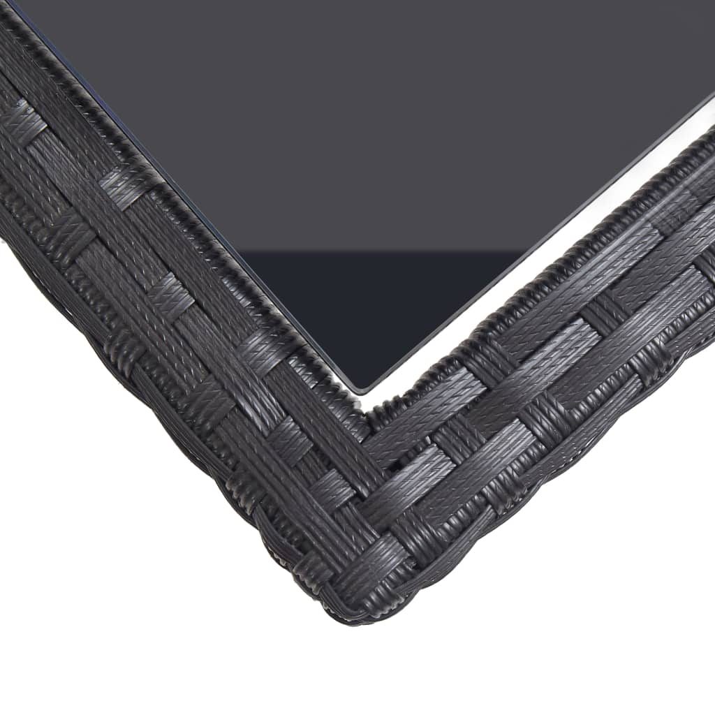 vidaXL Τραπέζι Κήπου Μαύρο 110x53x72 εκ. Γυάλινο και Συνθετικό ρατάν